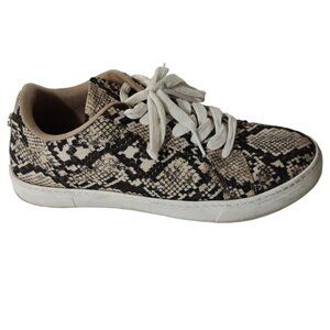 Steve Madden Snake Skin Print Brown Sneakers Fabric Women Size 8.5 M Lace Up